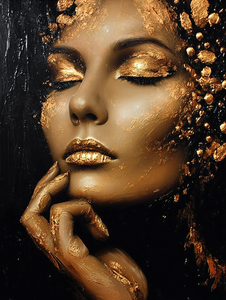 Peinture sur toile sexy de femme africaine <span class=keywords><strong>nue</strong></span> noire et dorée pour la décoration du salon, de la chambre à coucher ou du bureau - Product Image 2