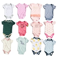 Vente en gros de combinaisons d'été en coton à manches courtes pour nouveau-nés, garçons et filles, lots en stock de barboteuses