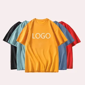 도매 Odm 250 Gsm 무거운 무게 T 셔츠 사용자 정의 디자인 빈 100% 면 라운드 넥 남성 셔츠 남성용
