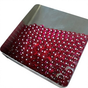 Sphères de corindon rubis synthétiques, pierres précieuses en vrac, perles rondes rouges, traitées thermiquement, différentes tailles pour la fabrication de bijoux - Product Image 3