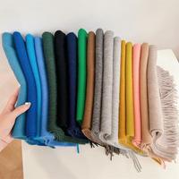 Écharpe d'hiver polyvalente 100% laine, châle élégant, couleur unie, écharpe longue confortable pour un usage décontracté ou professionnel