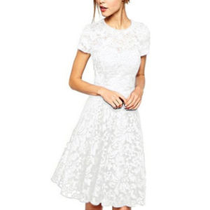 เดรสลูกไม้ผู้หญิงไซส์ S-5XL สำหรับฤดูร้อน คอทรงโอ แขนสั้น สีน้ำเงินรอยัล ทรงเอ สไตล์ลำลอง สำหรับผู้หญิงและเด็กผู้หญิง ขายส่ง - Product Image 5