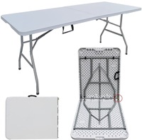 Table pliante d'extérieur en plastique massif de 180 cm (6 pieds) pour jardin, salle à manger, location et mariage, pliable en deux, vente en gros