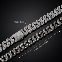 Chaîne cubaine en zircon cubique glacé, longueur personnalisée, bijoux hip-hop en moissanite pour marque privée en gros