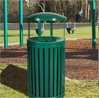 Conteneurs de déchets ronds d'extérieur en acier Poubelle à l'extérieur du parc de la rue Poubelle en métal Poubelle à poussière de recyclage commerciale publique