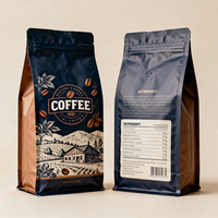 Sacs d'emballage pour grains de café imprimés sur mesure 250g, sachets à fond plat pour snacks, sachets de bonbons thermoscellables avec fermeture éclair