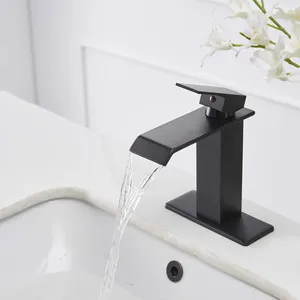Aquacubic New Product Matte Black Painting Brass Mixer Tap Basin Waterfall Faucets Bathroom Faucet