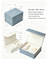 Boîte rigide écologique biodégradable pour coffret cadeau de soins de la peau, boîte d'emballage cosmétique personnalisable avec logo, boîte à fermeture magnétique