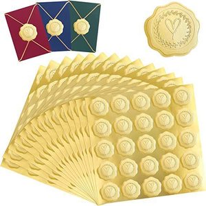 Pegatinas adhesivas con relieve de corazón dorado, sellos decorativos autoadhesivos redondos para sobres, invitaciones, decoración del hogar - Product Image 1