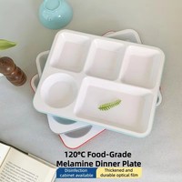 Assiettes carrées durables de 14 pouces à six compartiments, style moderne et minimaliste, pour la rentrée scolaire, la cantine des étudiants, la restauration rapide