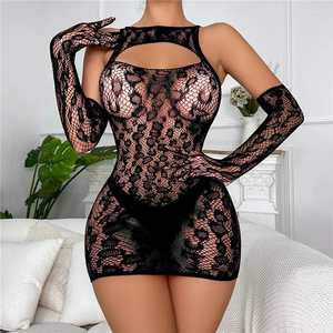 Body en dentelle léopard transparent à découpes, lingerie femme <span class=keywords><strong>sexy</strong></span>, ensemble <span class=keywords><strong>de</strong></span> 2 pièces, body en résille <span class=keywords><strong>sexy</strong></span> pour femmes K058 - Product Image 3