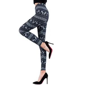 Quần Legging Dáng Ôm Hình Học Cho Nữ, Quần Bò Co Giãn In Hình Bông Tuyết Giáng Sinh Skinny Xmas