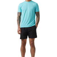 Conjunto Deportivo de Verano para Hombre al por Mayor, Camiseta de Manga Corta y Pantalones Cortos de Secado Rápido, Tejido de Poliéster/Algodón con Estampado por Transferencia de Calor