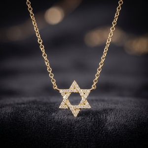 Collar con Colgante de Estrella de David, Diamantes Naturales de Corte Brillante, 18 Pulgadas de Longitud Ajustable, Elegante Amuleto Religioso Judío - Product Image 2