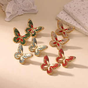 304 Stainless Steel <b>Butterfly</b> Cross Portrait Bow Gold Plated Earrings Three Dimensional Vacuum Electroplated 18K <b>Real</b> Gold Party - Product Image 2