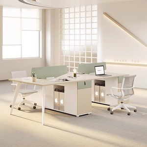 Luxury Modern Design Adult Office Desk with <b>Partition</b> <b>Screen</b> and Four Drawers Commercial Office Furniture for Offices Buildings - Product Image 1