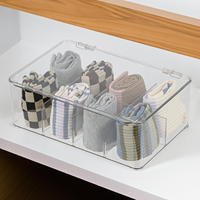 Organisateur de sachets de thé transparent pour commodes et tiroirs, conteneur de rangement avec séparateurs amovibles, bac de rangement en plastique avec couvercle