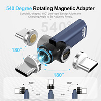 Adaptateur USB-C magnétique rotatif à 540 degrés, 240W PD 3.1, charge rapide, connecteur Type-C, embout magnétique pour ordinateur portable, téléphone, tablette