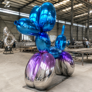 Sculpture de chien <span class=keywords><strong>ballon</strong></span> en acier inoxydable bleu, artisanat métallique grandeur nature, poli miroir personnalisé, style Pop Art pour centre commercial, hôtel, hall de centre commercial - Product Image 3