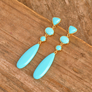 Orecchini Pendenti da Donna alla Moda con <span class=keywords><strong>Malachite</strong></span> e Turchese, Eleganti <span class=keywords><strong>Gioielli</strong></span> a Goccia - Product Image 1