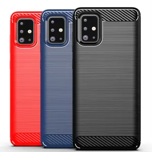 Factory Wholesale Soft TPU Case For Samsung Galaxy A51 A71 5G 4G Back Cover Carbon Fiber Case for Galaxy M31s A01 Core M01 A21S