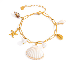Ocean Series Charm <b>Bracelet</b> With Natural Seashell Pendant 18K Gold Plated Women's Jewelry Gift Fashion Accessory - Product Image 5