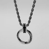 Collier pendentif Hisera en acier titane avec chaîne en corde pour unisexe, style rétro, tendance INS, polyvalent, hip-hop