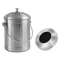 Offre Spéciale seau de stockage rond de bac à compost en acier inoxydable de 1.3 gallons avec structure supérieure ouverte pour les vers de jardin ou les déchets de cuisine