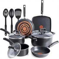 Batterie de cuisine Signature antiadhésive 12 pièces, compatible four et gril (jusqu'à 350°F), passe au lave-vaisselle, avec couvercles, poêles à frire, casseroles et sauteuses