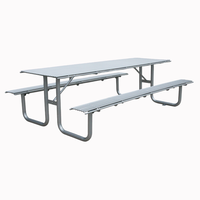 Table de pique-nique en métal tubulaire moderne commerciale d'extérieur ensemble de meubles de jardin table basse de patio extérieur en acier avec banc