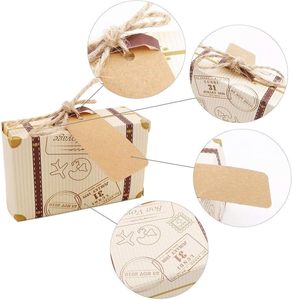 Mini valise boîte à dragées, petite boîte cadeau 3"x2"x1.2" avec étiquettes pour fête sur le thème du voyage, mariage - Product Image 6