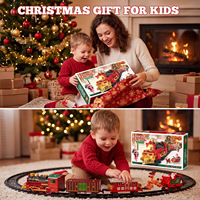 Train électrique de Noël avec effets sonores et lumineux simulés, kits de jouets pour enfants