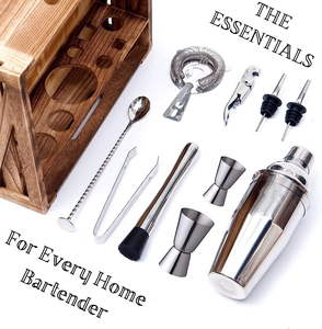 Oneup — boîte à Cocktail en acier inoxydable, support bois, outils de Bar professionnels, <span class=keywords><strong>Kit</strong></span> de mélangeur pour Bar, 700ml, 11 pièces - Product Image 5