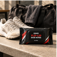 Lingettes pour chaussures à couvercle rabattable, marque privée, 30 unités, emballage souple, OEM ODM