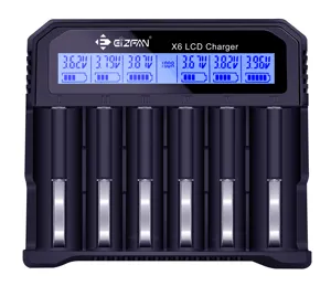 Fast charging LCD charger with 6 Slots smart 18650 lithium battery chargers