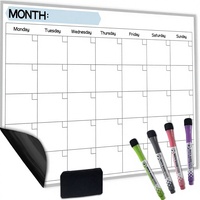 Tableau blanc magnétique en plastique stratifié (vinyle polyuréthane) effaçable à sec, calendrier, 17x12 pouces, résistant aux taches, grand espace d'écriture