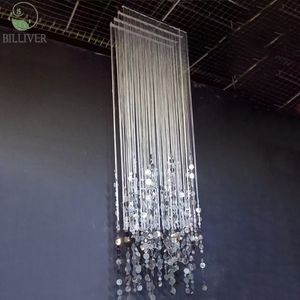 Decorazione del soffitto per matrimonio matrimonio sala argento ciondolo linea di scena tenda rotonda di lusso decorazioni di nozze soffitto - Product Image 5