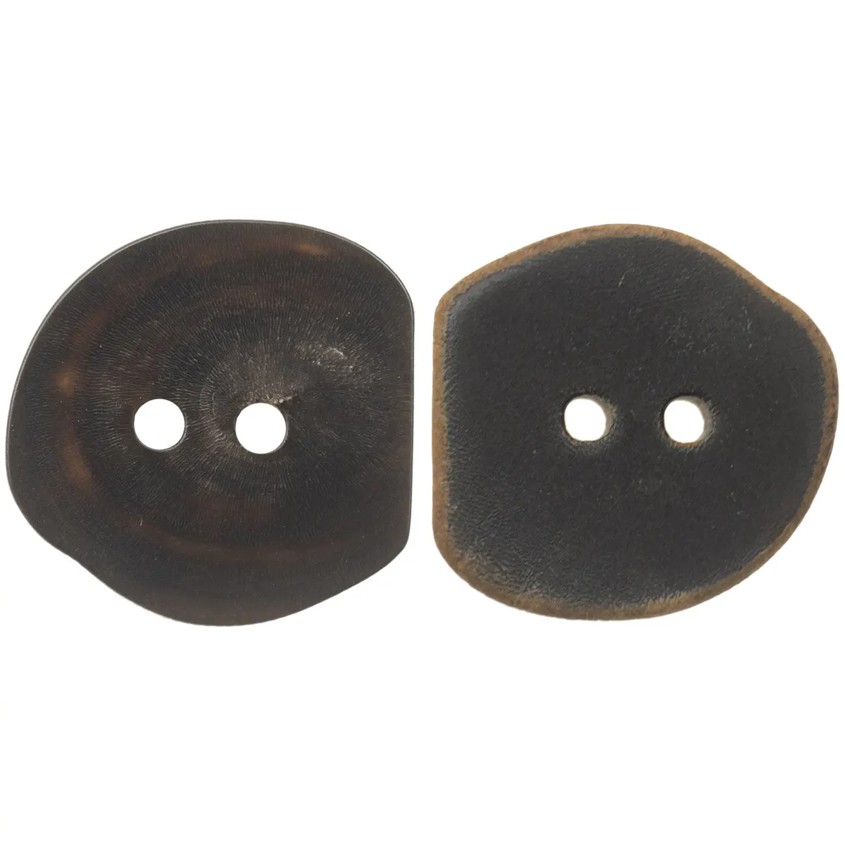Irregular Shape Horn Buttons For Designer Clothing 2 Hole Genuine Horn Buttons Black Scorched Original Wholesale Stock