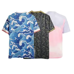 맞춤형 2324 Japan 축구 유니폼 로고와 디지털 인쇄 복고풍 축구 셔츠가있는 빠른 건조 통기성 축구 유니폼
