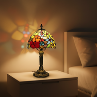 Lampe de bureau LED moderne en résine colorée avec abat-jour en verre de luxe - Lumière chaude 3000K pour la lecture au chevet, protection des yeux