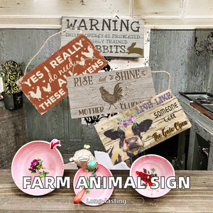 עץ משק בית עץ תליית שלט צבועה בחווה צבועה משק חיות עבור פרגית סוסים עוף עץ לקישוט הבית - Product Image 2