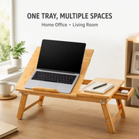 Support d'ordinateur portable multi-positions en bambou pour la maison, le bureau et le salon