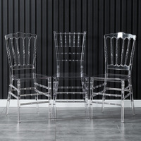 Chaises Napoléon Chiavari en Résine Transparente en Gros Chaises de Mariage et de Fête en Acrylique Transparent pour Salle à Manger