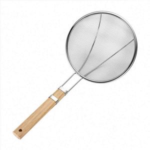Ustensiles de cuisine : Passoire de qualité supérieure avec manche en bois, tamis à farine en acier inoxydable, passoire à huile pour la cuisson - Product Image 1