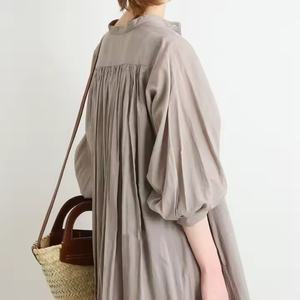 Robe d'été ample en lin de style japonais 2025 pour femme, taille unique, manches bouffantes, respirante, motif patchwork tissé - Product Image 3