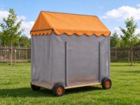 Boîte de rangement extérieure pour maternelle avec roulettes, en forme de maison, armoire à jouets en bois, contreplaqué marin, cadre en aluminium pour aire de jeux pour enfants