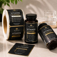 Étiquette autocollante personnalisée pour flacon de médicament ou de vitamine, laminée holographique, imperméable, adhésive, imprimée, pour compléments alimentaires