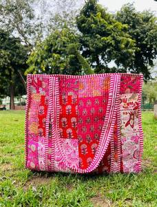 Sac à déjeuner matelassé en coton, imprimé floral abstrait, sac à main, sacs de courses imprimés au bloc, sac de plage, sacs de voyage et sacs fourre-tout à bandoulière - Product Image 3