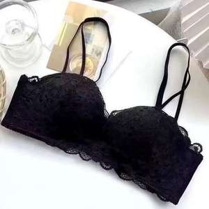 Conjunto de Sujetador Deportivo sin Costuras con Encaje Floral para Mujer Talla Grande - Tejido de Lana Teñida con Hilo Ecológico, sin Varillas, con Tirantes Ajustables de Silicona - Product Image 4