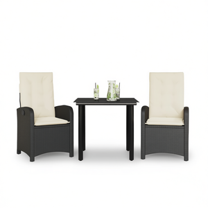 Ensemble de salle à manger de jardin en rotin PE 2 places, mobilier d'extérieur avec pieds réglables, design contemporain - Product Image 1